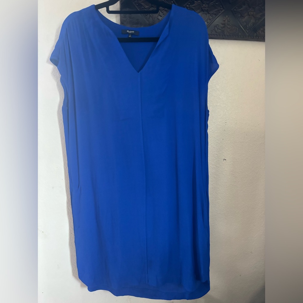 Madewell 100% viscous royal blue midi dress with pockets